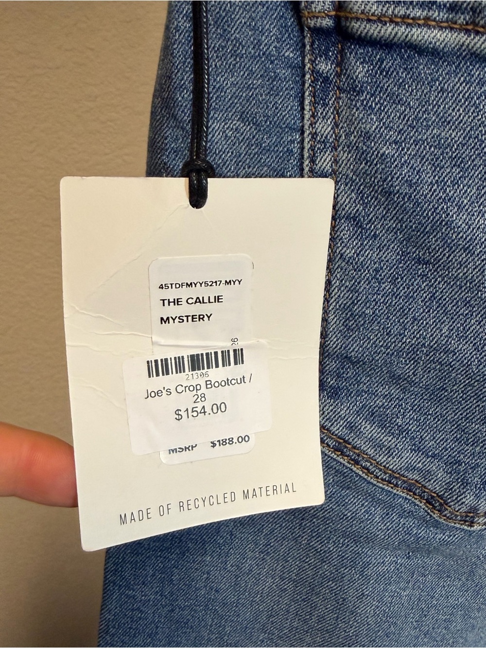 NWT 188 Joe's Jeans The Callie Crop Bootcut Jeans - Light Blue